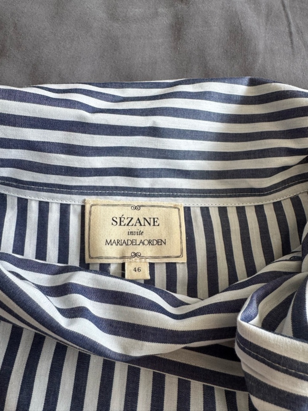 Sezane Coleta Shirt - Sézane X Mdlo Ecru/ Blue Stripes - Size 14 - Picture 2 of 6